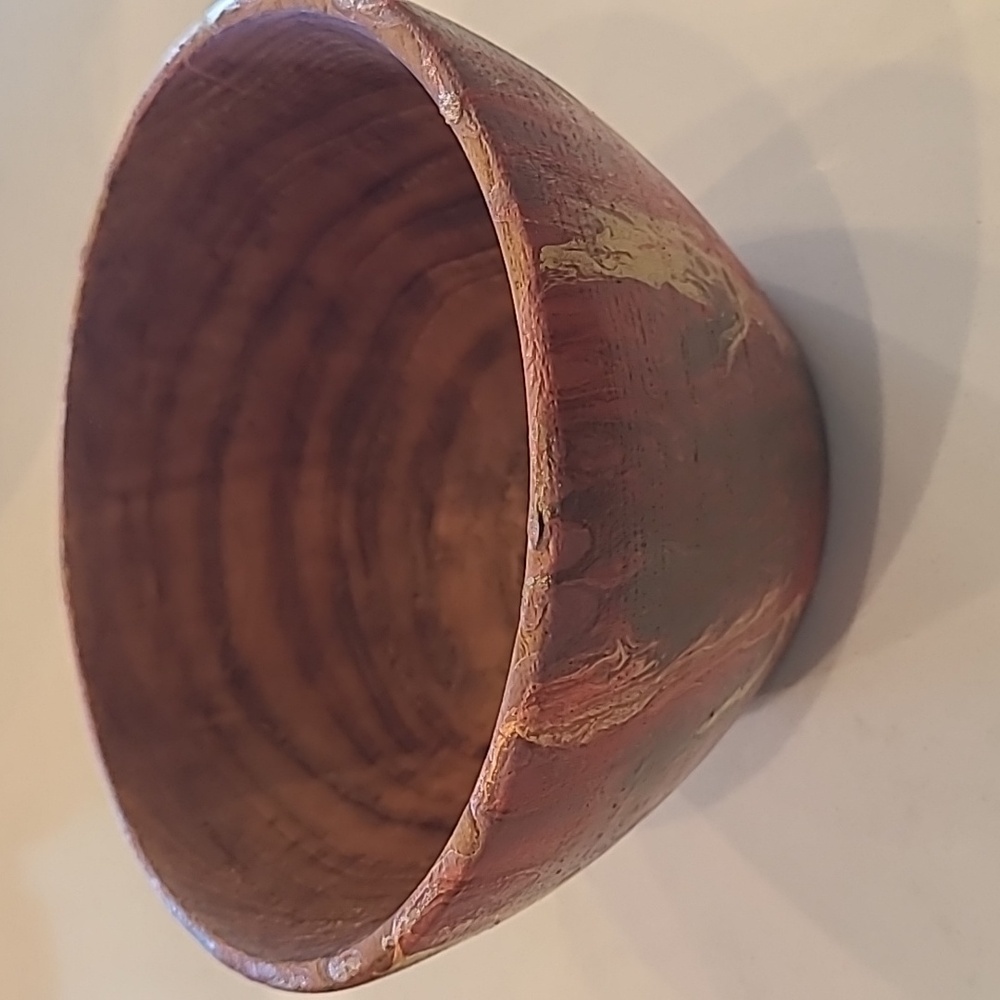 Vintage Handpaited Wooden Bowl